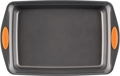 Rachael Ray Bakeware, Nonstick Baking / Cake Pan With Lid and Grips, Rectangle - 9 Inch x 13 Inch, Gray