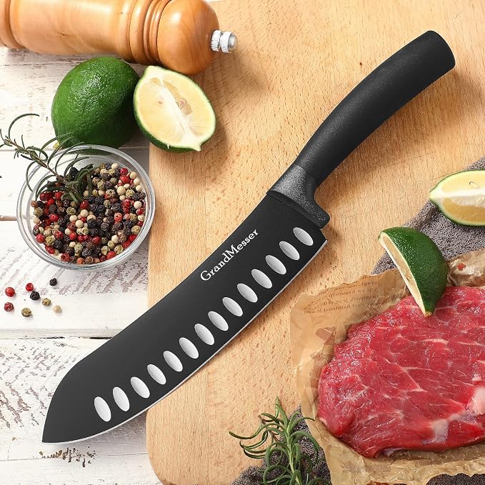 Butcher Breaking Knife, 7 inch Bullnose Knife, Black Titanium Nitride Coated, High Carbon German Stainless Steel, Ergonomic Non-slip Handle, with Gift Box