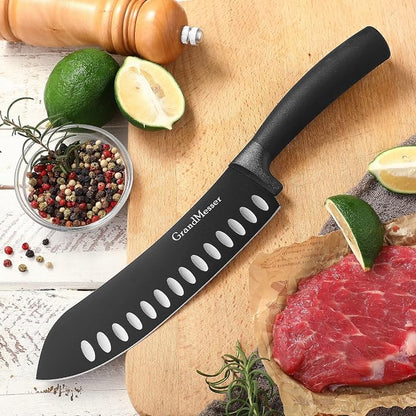 Butcher Breaking Knife, 7 inch Bullnose Knife, Black Titanium Nitride Coated, High Carbon German Stainless Steel, Ergonomic Non-slip Handle, with Gift Box