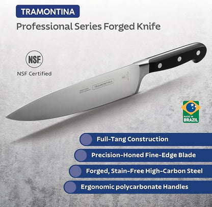 Tramontina Pro Series Forged 8-Inch Carving Knife, Stain-free High-Carbon Steel Kitchen Knives for Slicing Brisket and other Meats