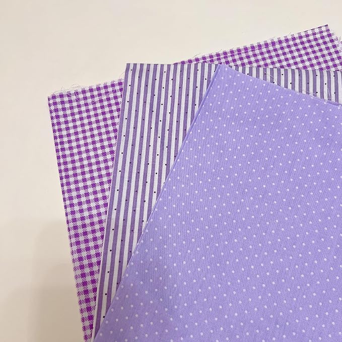 7Pcs 20" x 20" Cotton Fabric DIY Making Supplies Quilting Patchwork Fabric Fat Quarter Bundles DIY for Quilting Cotton Patchwork Cushions (Purple Flowers, 20 x 20 inches)