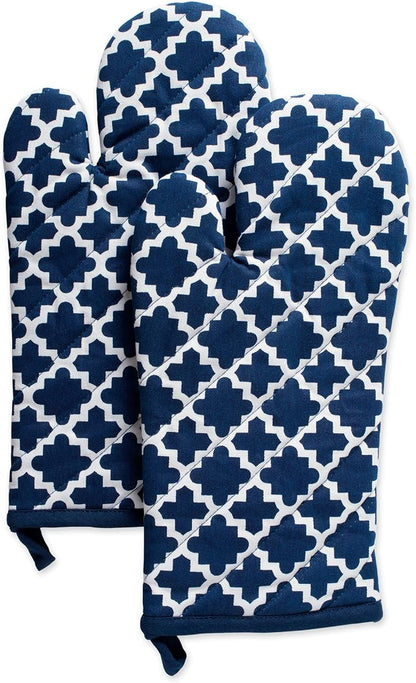 DII Lattice Basics Collection Kitchen Essentials, Oven Mitt Set, Nautical Blue, 2, Piece