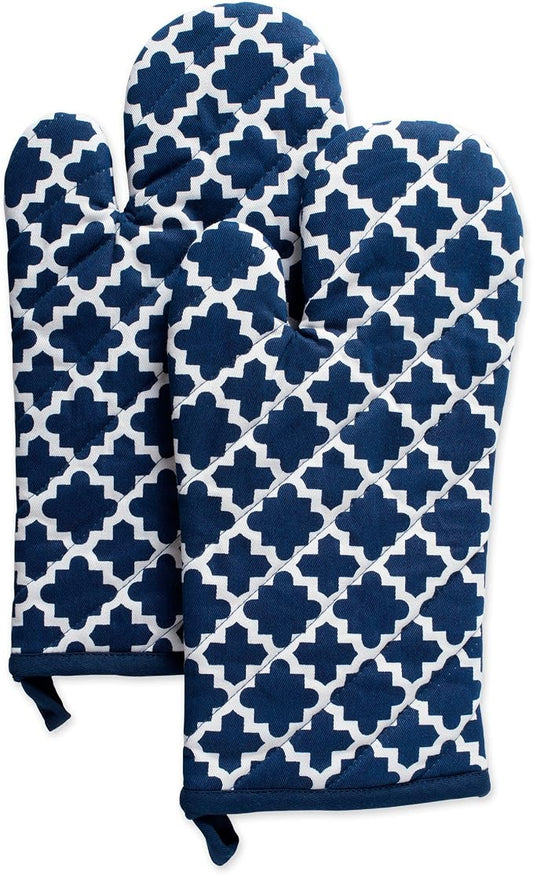 DII Lattice Basics Collection Kitchen Essentials, Oven Mitt Set, Nautical Blue, 2, Piece