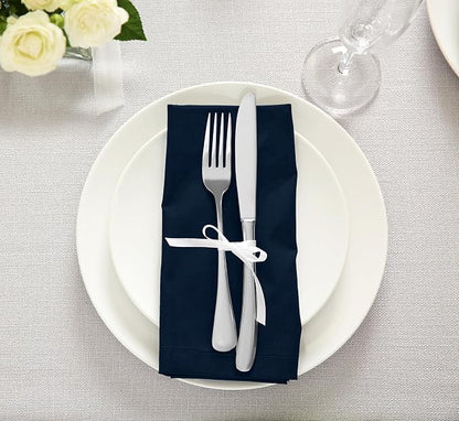 Utopia Kitchen Navy Blue Cloth Napkins [12 Pack, 18x18 Inch] Absorbent Cotton Blend Washable and Reusable for Dinner, Restaurant, Lunch, Wedding and Hotel
