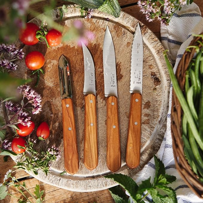 Opinel Essentials Kitchen Knife Box Set - Olive Wood