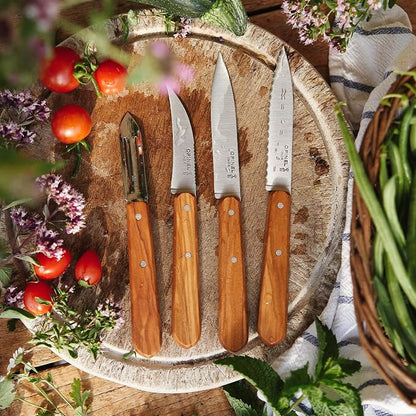 Opinel Essentials Kitchen Knife Box Set - Olive Wood