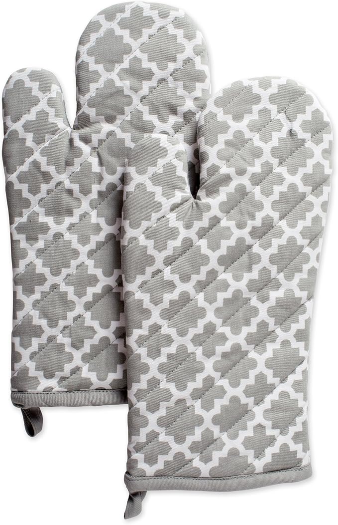 DII Lattice Basics Collection Kitchen Essentials, Oven Mitt Set, Gray, 2, Piece