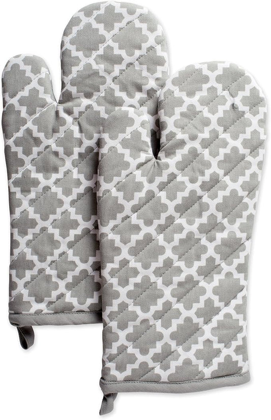 DII Lattice Basics Collection Kitchen Essentials, Oven Mitt Set, Gray, 2, Piece