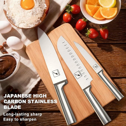 imarku 15 PCS Knife Set: Kitchen Knife Set with High Carbon Stainless Steel, Knife Block Set with Dishwasher Friendly Ultra Sharp Professional Chef Well Balance Knives Set, Best Gifts for Women Men