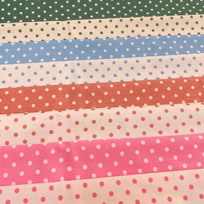 7 pcs 20" x 20" Cotton Fabric DIY Making Supplies Quilting Patchwork Fabric Fat Quarter Bundles DIY for Quilting Cotton Patchwork Cushions (8pcs Dot, 20" x 20")