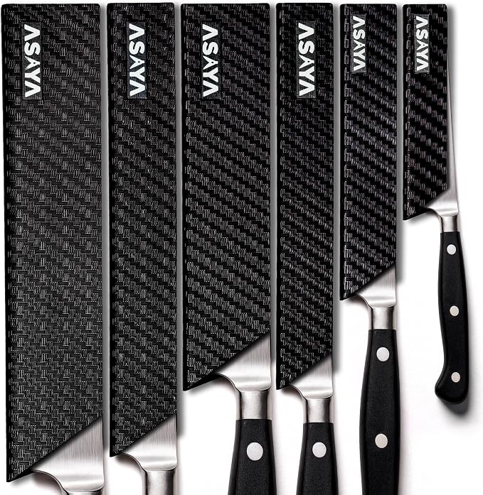 Asaya Professional Chef Knife Edge Guards – 6 Piece Knives Universal Covers - Extra Strength ABS Plastic and Food Safe Kitchen Knife Sheath Covers – Knives Not Included