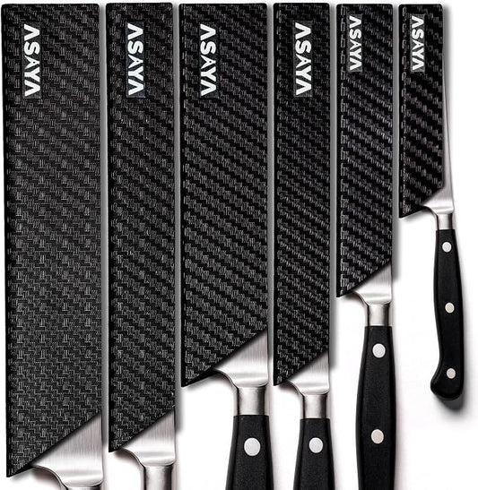 Asaya Professional Chef Knife Edge Guards – 6 Piece Knives Universal Covers - Extra Strength ABS Plastic and Food Safe Kitchen Knife Sheath Covers – Knives Not Included