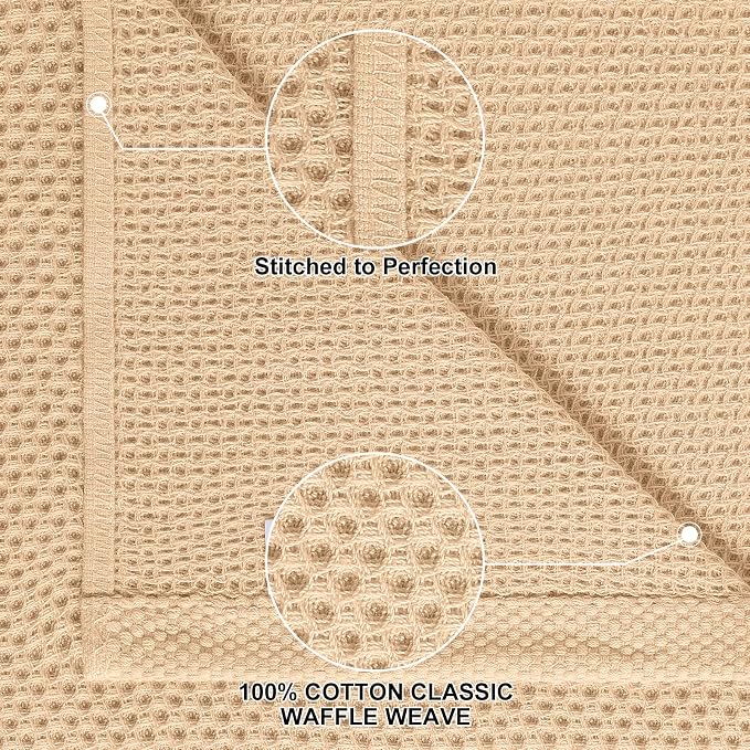Homaxy 100% Cotton Kitchen Towels and Dishcloths Set, 12 x 12 Inches and 13 x 28 Inches, Set of 8 Bulk Kitchen Towels Set, Ultra Soft Absorbent Dish Cloths for Washing Dishes, Apricot
