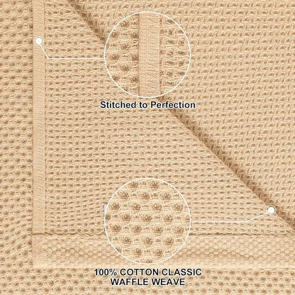 Homaxy 100% Cotton Kitchen Towels and Dishcloths Set, 12 x 12 Inches and 13 x 28 Inches, Set of 8 Bulk Kitchen Towels Set, Ultra Soft Absorbent Dish Cloths for Washing Dishes, Apricot