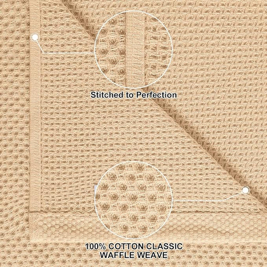 Homaxy 100% Cotton Kitchen Towels and Dishcloths Set, 12 x 12 Inches and 13 x 28 Inches, Set of 8 Bulk Kitchen Towels Set, Ultra Soft Absorbent Dish Cloths for Washing Dishes, Apricot