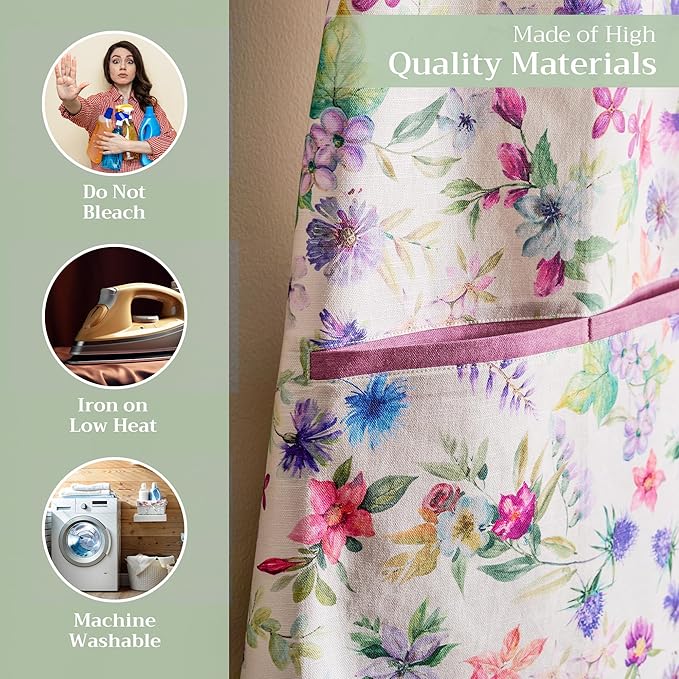 Maison d' Hermine 100% Cotton Apron for women with Pocket Kitchen Chef Apron for Men Cooking Spring Summer