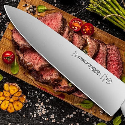 Dexter-Russell 8" Chef's Knife – S145-10PCP | SANI-SAFE Series | High-Carbon Stainless Steel Blade, NSF Certified, Slip-Resistant White Handle, Made in USA
