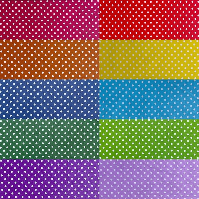HANPATQUI 50PCS 5 x 5 inch 100% Cotton Fat Quarters Fabric for Sewing and Quilting Bundles Precut Fabric Square for DIY Craft Patchwork-Dot