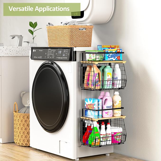 Magnetic Shelf for Fridge with Lid: 2 Pack Fruit Potato and Onion Storage Bin - Magnetic Spice Rack for Refrigerator & Kitchen Counter - Pantry Organizers and Storage