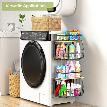 Magnetic Shelf for Fridge with Lid: 2 Pack Fruit Potato and Onion Storage Bin - Magnetic Spice Rack for Refrigerator & Kitchen Counter - Pantry Organizers and Storage