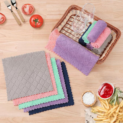 Homaxy 12 Pack Kitchen Dish Cloths (10 x 10 Inches, Green), Super Soft and Absorbent Coral Velvet Dish Towels, Nonstick Oil Fast Drying Microfiber Cleaning Cloth, No Lint Household Dishcloths