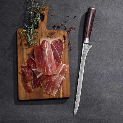 PAUDIN Carving Knife, 10 Inch Ham Slicing Knife for Meat Cutting, High Carbon Stainless Steel, Ergonomic Pakkawood Handle with Sheath, Ultra Sharp Blade for Prosciutto/Jamon Serrano, Gift Box