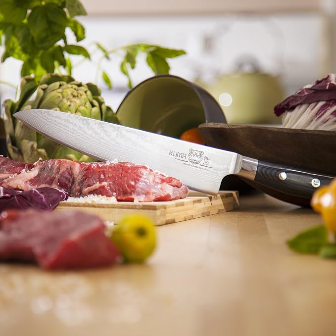 Japanese Steel Chef Knife Set [Bundle] – Razor Sharp 8-Inch Kitchen Knife Set w/Damascus Steel Japanese Knife & Stainless Steel Knife – Ultra Strong Kitchen Knives w/Knife Sheath