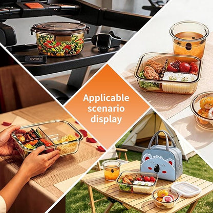 3-Piece Glass Food Storage Container Set, Microwave & Freezer Safe Lunch Containers for Kitchen Organization
