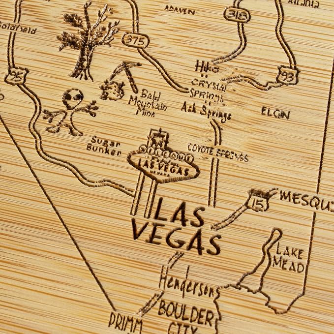 Totally Bamboo A Slice of Life Nevada State Serving and Cutting Board, 11" x 8.75"