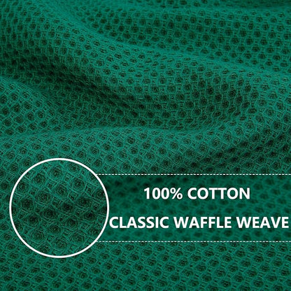 Homaxy 100% Cotton Waffle Weave Kitchen Dish Cloths, Ultra Soft Absorbent Quick Drying Dish Towels, 12 x 12 Inches, 24-Pack, Dark Green