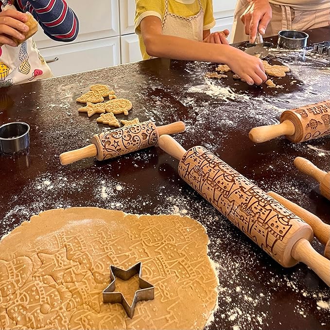 MOSS ROSE Embossed Rolling Pin for Ceramic. Clay Roller and Ceramic Stamp for Embossing Pottery. Baking Gifts for Women by Algis Crafts for Embossed Cookies