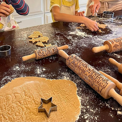 MOSS ROSE Embossed Rolling Pin for Ceramic. Clay Roller and Ceramic Stamp for Embossing Pottery. Baking Gifts for Women by Algis Crafts for Embossed Cookies