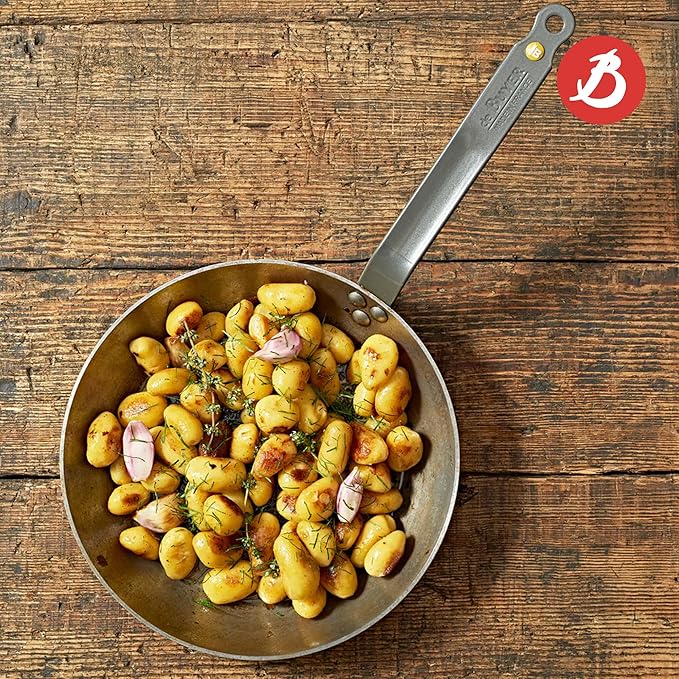 de Buyer MINERAL B Carbon Steel Fry Pan - 10.25” Diameter, 7.3” Cooking Surface - Ideal for Searing, Sauteing & Reheating - Naturally Non-Stick Finish - Made in France