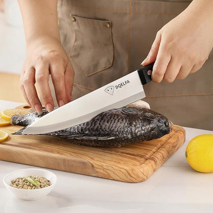 6 Piece Kitchen Knife Set, Stainless Steel Knife Set With Ergonomic Handle, Rustproof, Dishwasher Safe (Black, Fun Food Icons)