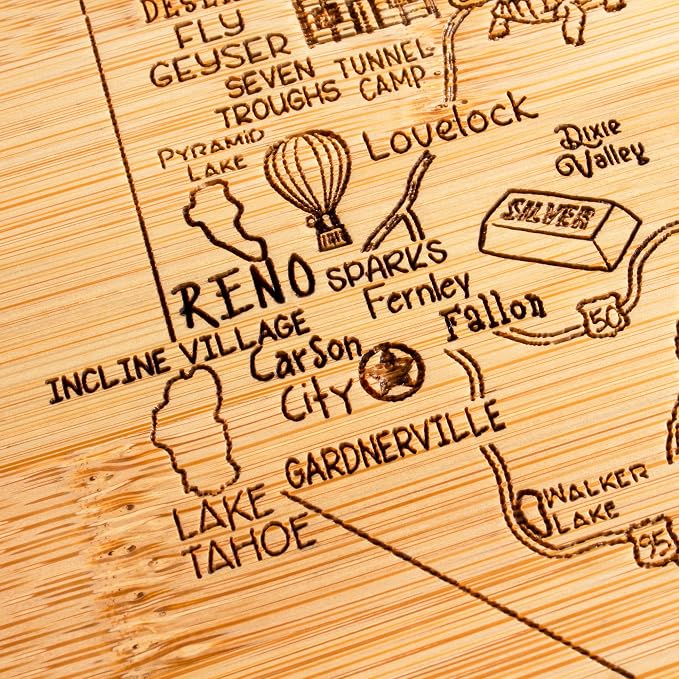 Totally Bamboo A Slice of Life Nevada State Serving and Cutting Board, 11" x 8.75"