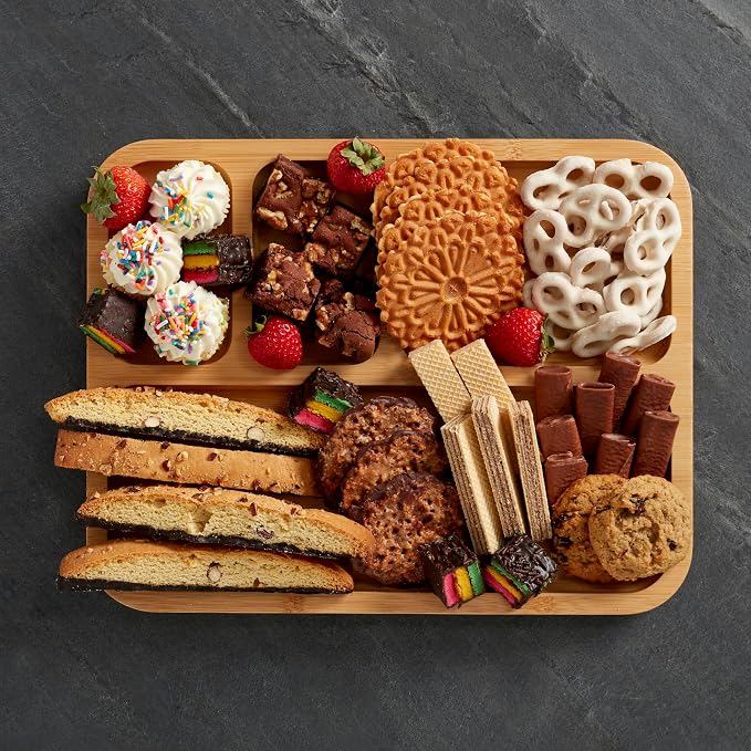 Farberware Build-A-Board Bamboo Cutting Board with Built-in Compartments and Clear Locking Lid with Blue Handles, Perfect for Charcuterie, Snacks, and More