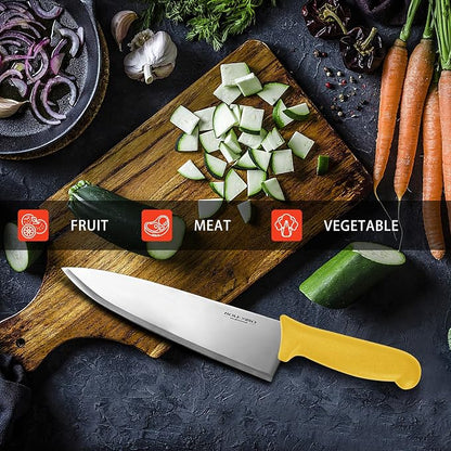 8 inch Japanese High Carbon Stainless Steel Chef Knife, Professional Extra Sharp Wide Cook Knife with Non-slip Ergonomic Handle, for Kitchen Home Restaurant