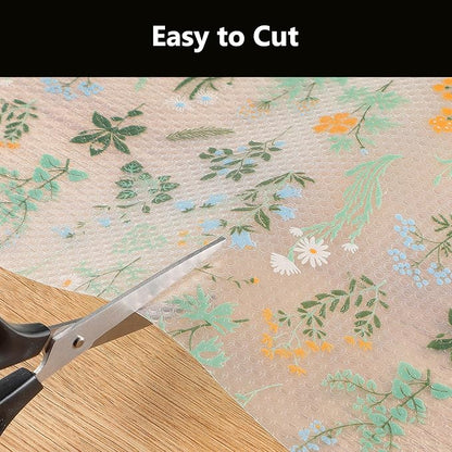 INNOLITES Shelf Liners for Kitchen Cabinets – Drawer Liner Waterproof & Oil-Proof, Non-Adhesive EVA with Floral Pattern – Durable Washable, Easy to Cut (Sage Green, 17.5" x 78.7")