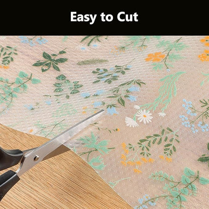 INNOLITES Shelf Liners for Kitchen Cabinets – Drawer Liner Waterproof & Oil-Proof, Non-Adhesive EVA with Floral Pattern – Durable Washable, Easy to Cut (Sage Green, 23.6" x 360")