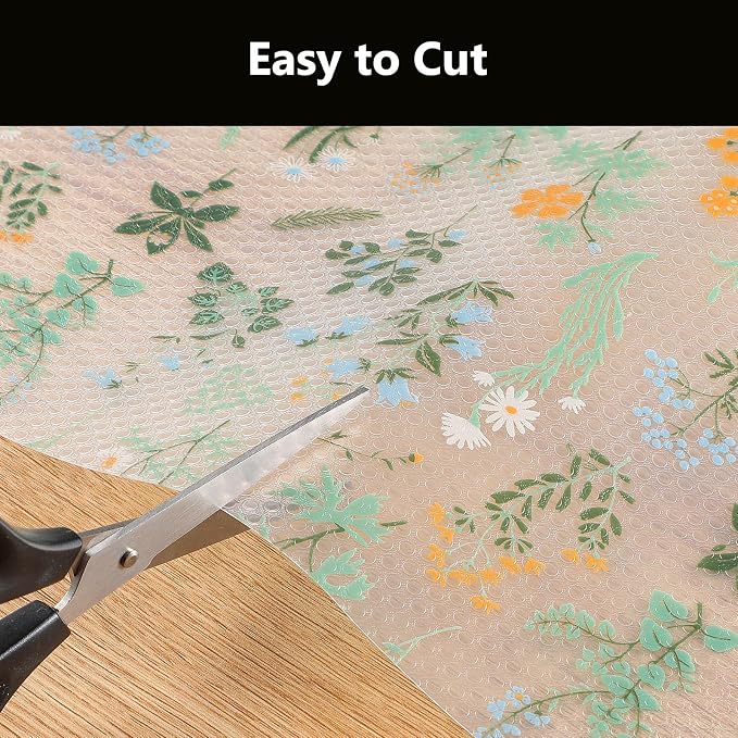 INNOLITES Shelf Liners for Kitchen Cabinets – Drawer Liner Waterproof & Oil-Proof, Non-Adhesive EVA with Floral Pattern – Durable Washable, Easy to Cut (Sage Green, 11.8" x 360")