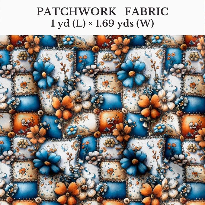 100% Cotton Fabric by the Yard – Turkish Quality Quilting & Sewing Fabric, 1 Yard x 1.69 Yards Wide, Patchwork Cotton for Crafts