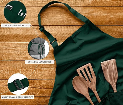 Utopia Kitchen 10 Pack Bib Apron Adjustable with 2 Pockets, Water and Oil Resistant, Cooking Kitchen Chef Apron for Women Men