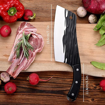 SHI BA ZI ZUO Meat Knife Cleaver Knife Forged Butcher Knife Kitchen Knife for Meat Cutting with Anti-Slip Wooden Handle
