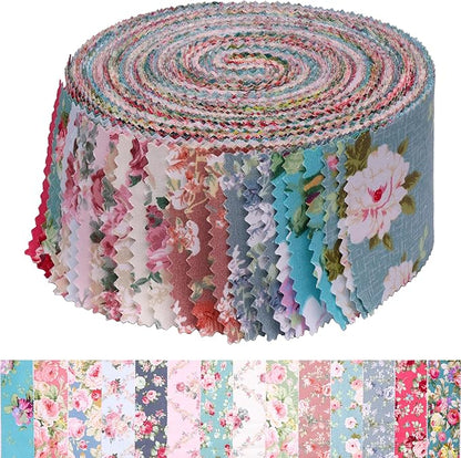 Nodsaw Jelly Rolls for Quilting Clearance 42 Strip 2.5" x 44" - Cotton Jelly Roll Fabric Strips for Quilting, Sewing, Blanket, Rug, Home Decor, and Purse Making, Rose Floral
