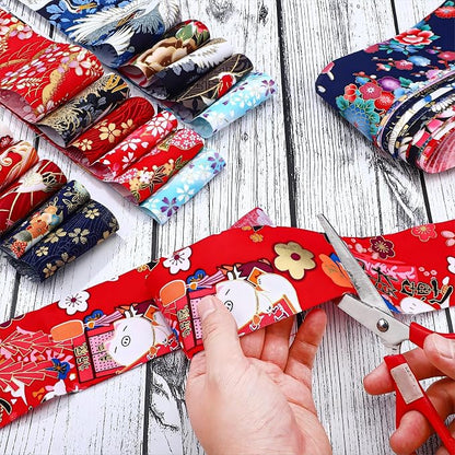 Kingdder 70 Pcs Japanese Jelly Fabric Quilting Strips, Patchwork Roll 2.55 Inch Roll up Cotton Patchwork Jelly Fabric Craft for Quilters and Sewing DIY Crafts