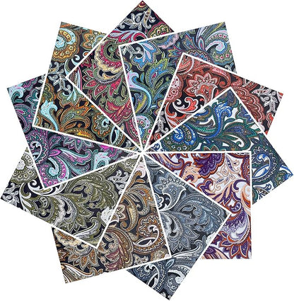 HANPATQUI 200PCS 4 x 4 inch 100% Cotton Fat Quarters Fabric for Sewing and Quilting Bundles Precut Fabric Square for DIY Craft Patchwork-Dark Paisley
