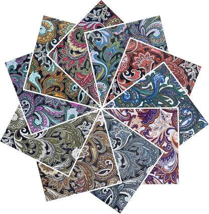 HANPATQUI 50PCS 5 x 5 inch 100% Cotton Fat Quarters Fabric for Sewing and Quilting Bundles Precut Fabric Square for DIY Craft Patchwork-Dark Paisley