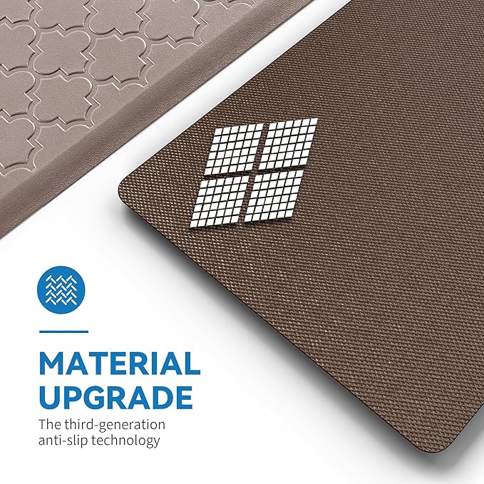 Kitchen Mat Cushioned Anti Fatigue for Floor, Non-Slip Waterproof Comfort Rug for Kitchen Sink, Standing Desk & Laundry, 17.3"x29", Khaki