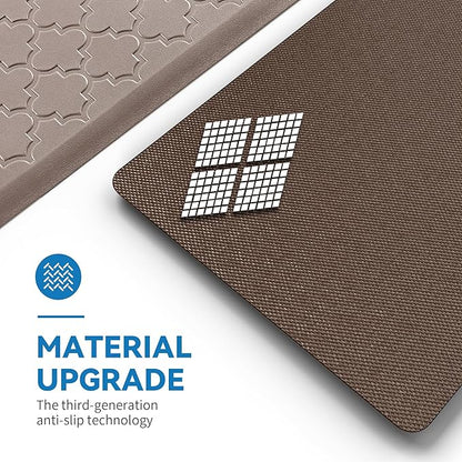 Kitchen Mat Cushioned Anti Fatigue for Floor, Non-Slip Waterproof Comfort Rug for Kitchen Sink, Standing Desk & Laundry, 20"x60", Khaki