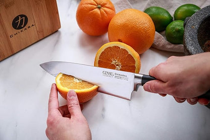 Ginsu Chikara Series Forged 5-Piece Japanese Knife Set, Black - Premium Cutlery Set with 420J Stainless Steel Kitchen Knives and Toffee Bamboo Block